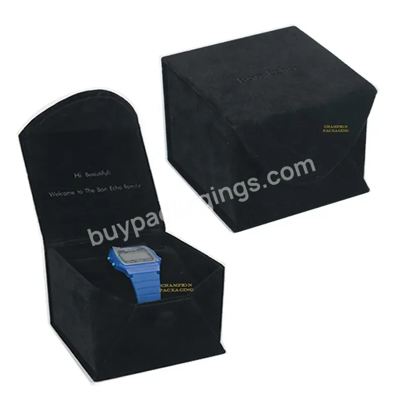 Luxury High Quality Custom Logo Black Cardboard Paper Gift Packaging Single Watch Box With Foam Insert