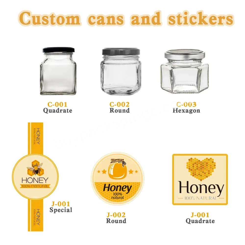 Luxury Jam Boxes For Honey Paper Bag Custom Sticker Glass Bottle Empty Honey Jar Gift Box