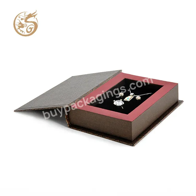 Luxury Jewelry Box Custom Logo Printed Ring Boxes Brown Cloth Jewelry Packaging Box Storage Display Ring Packaging With Tray