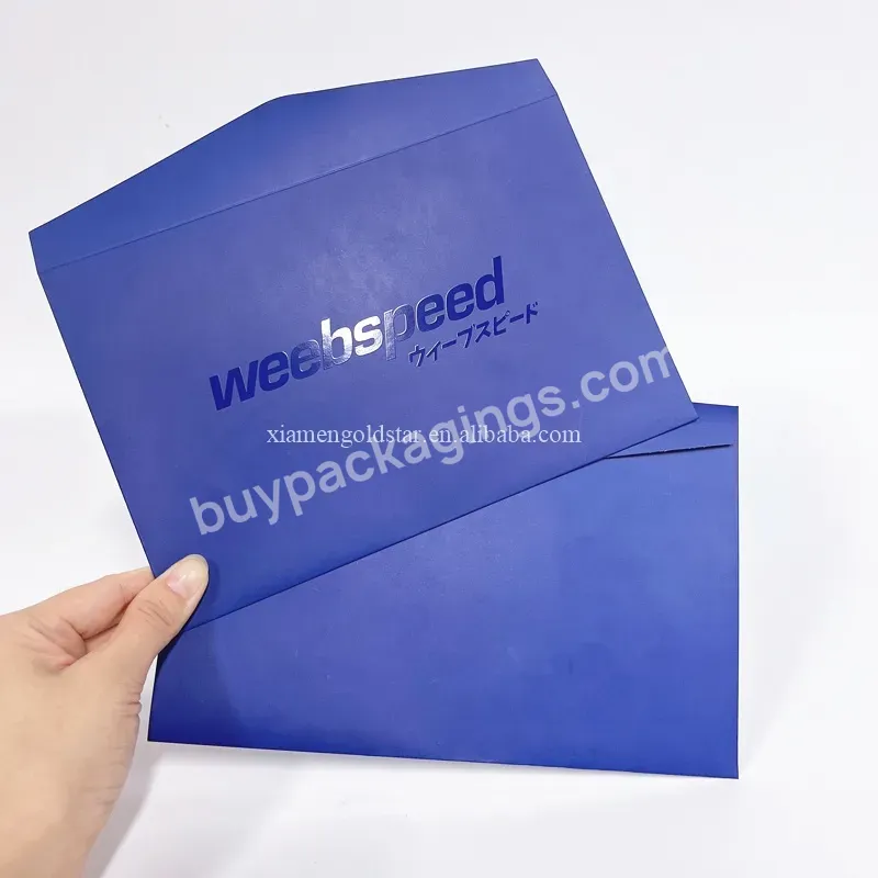 Luxury Logo Spot Uv Navy Blue Envelope Customized Blue Envelopes With Logo