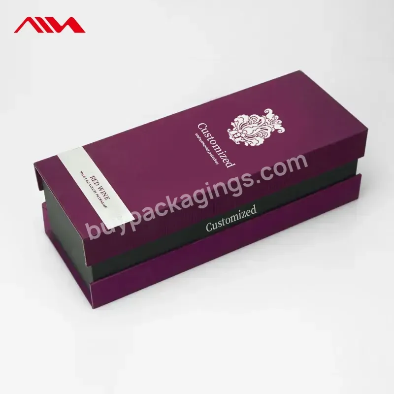 Luxury Magnetic Tube Paper Packaging Box Single Wine Bottle Packaging Cardboard Box Gift Box