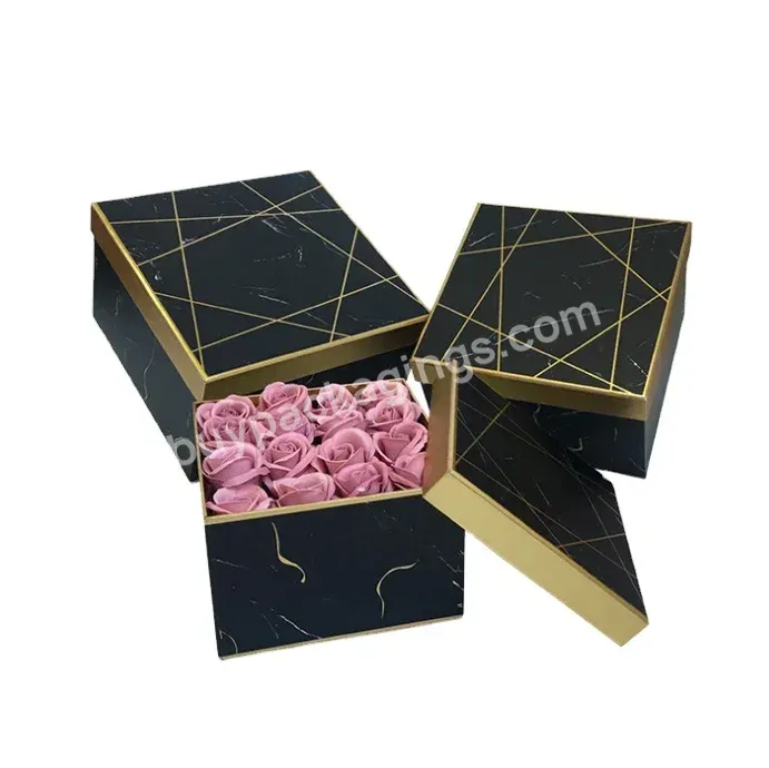 Luxury Marble Rose Gift Box Patterns Square Gift Package Wholesale Flower Boxes Set