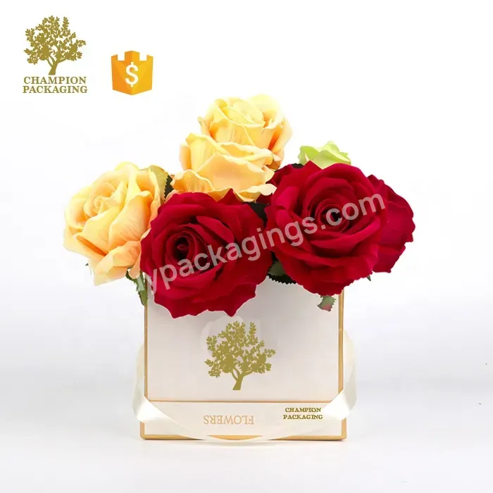 Luxury New Fashion Flower Bouquet Packaging Paper Bag Boxes Square Paper Gift Box Rose Bouquets Boxes For Flowers