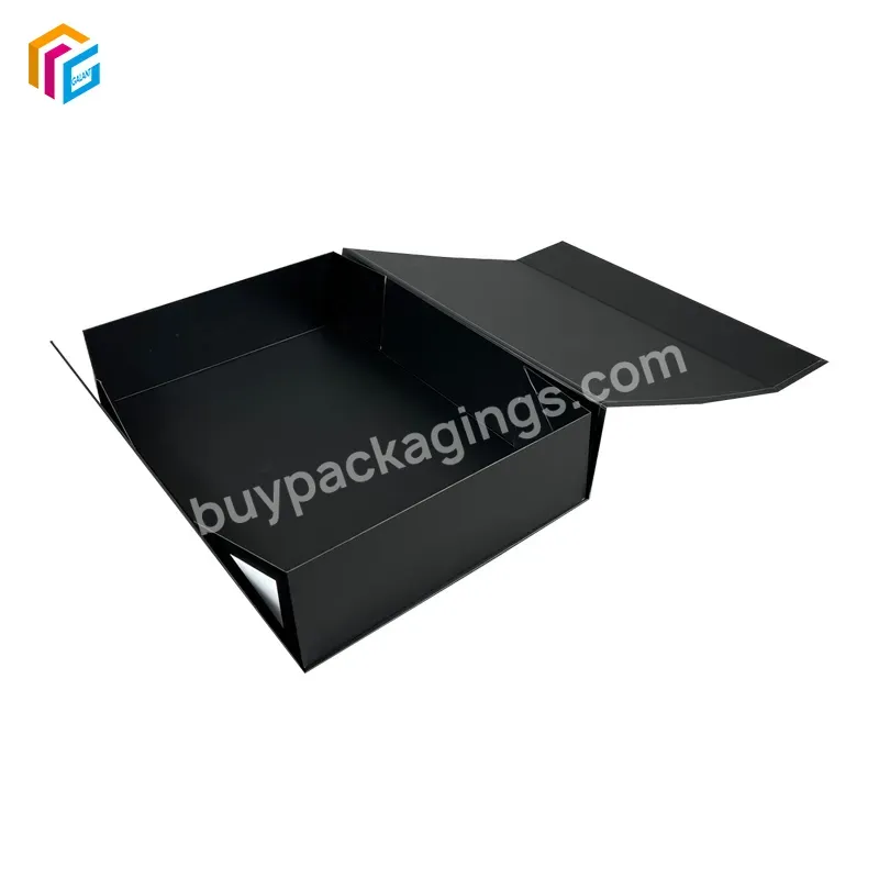 Luxury Paper Black Magnetic Packaging Boxes Top Quality Magnetic Closure Rigid Magnetic Gift Boxes With Lid And Ribbon