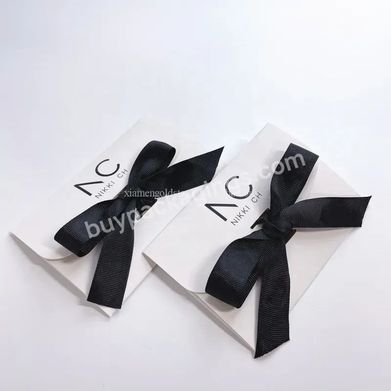 Luxury Paper Envelope Cardboard Gift Envelopes Black Envelope Packaging With Ribbon