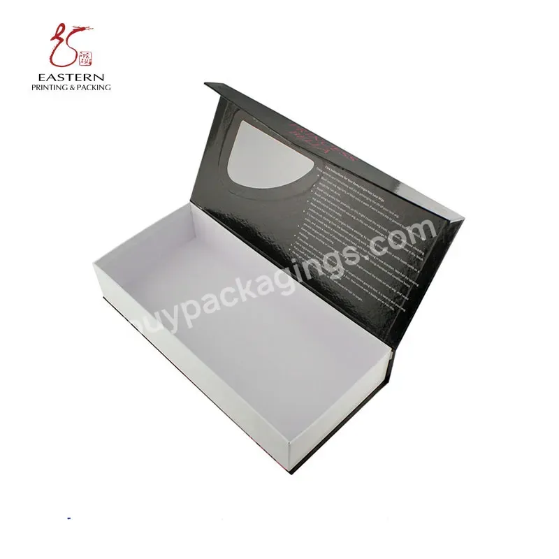 Luxury Popular Bundle Logo Custom Wig Hair Extension Packaging Boxes Flap Flip Style With Magnet Closure Pvc Window