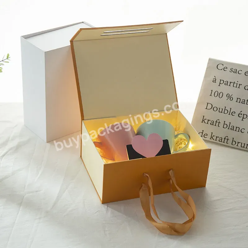 Luxury Rigid Magnetic Gift Clothes Box With Ribbon Closure Clothes Packaging For Shoes & Clothing