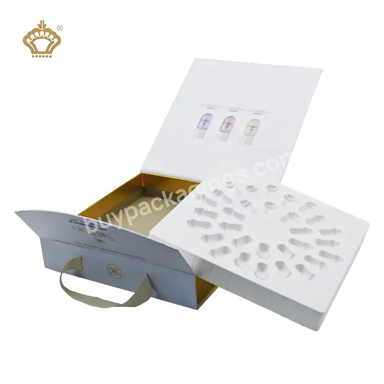 Luxury Serum Packaging Box Ampoule Essence Packing Box Hyaluronic Acid Concentrate Paper Box With Ribbon Handle