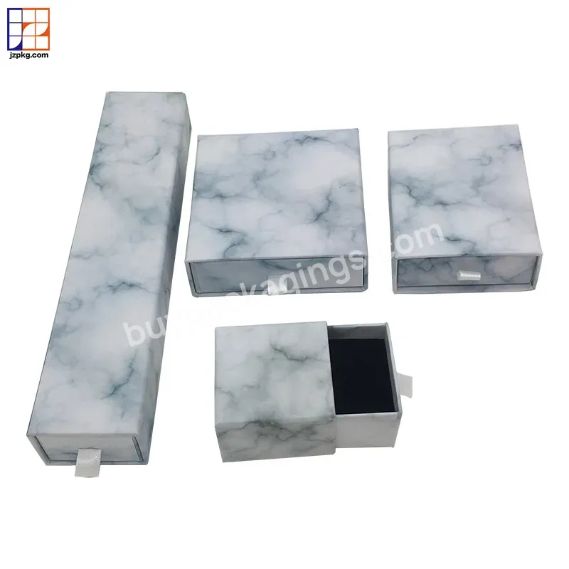 Luxury Small Drawer Gift Packaging Marble Pattern Paper Jewelry Box With Custom Logo For Ring Earring Bracelets Necklace