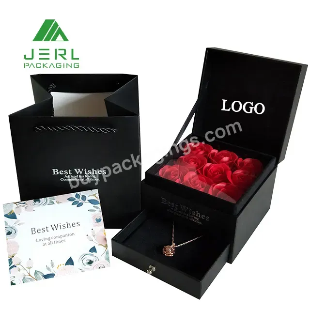 Luxury Square Soap Flower Gift Boxes Preserved Rose Box With Flower Packaging