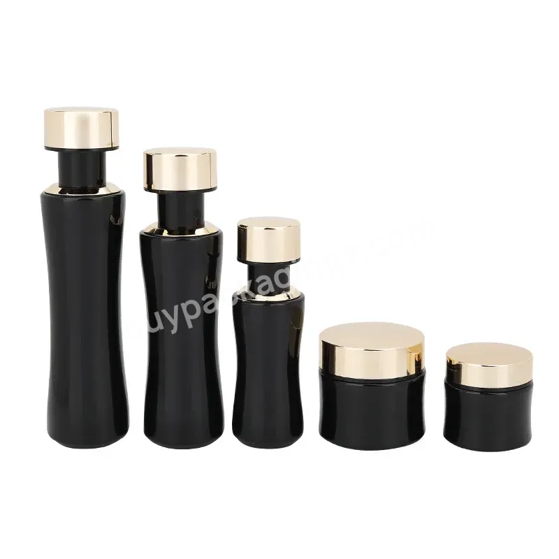 Luxury Unique Black Empty Glass Cosmetics Bottles Packaging Collection Black Gold Cosmetic Jar Skincare Lotion Bottle With Pump - Buy Unique Cosmetics Bottles Collection,Unique Cosmetic Bottle,Cosmetics Unique Lotion Bottles.