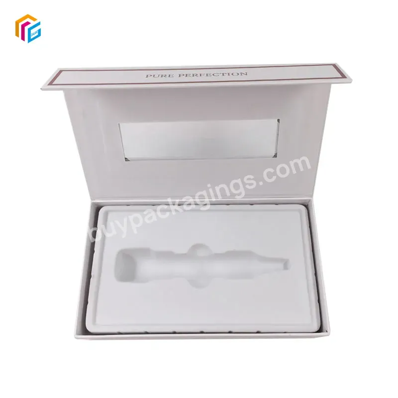 Luxury White Organic Paper Box Magnetic Closure Skin Care Set Cardboard Packaging Box With Clear Window