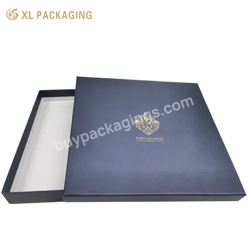 Machine Made Cheap Simple Luxury Square Shape Blue Texture Paper Packaging Box Lid Base Gift Box For Clothes