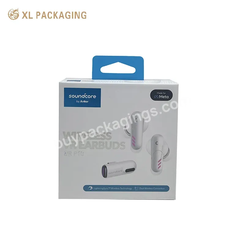 Machine Made Customized Empty Ear Phone Head Phone Electronic Product Packing Paper Gift Box With Hanger