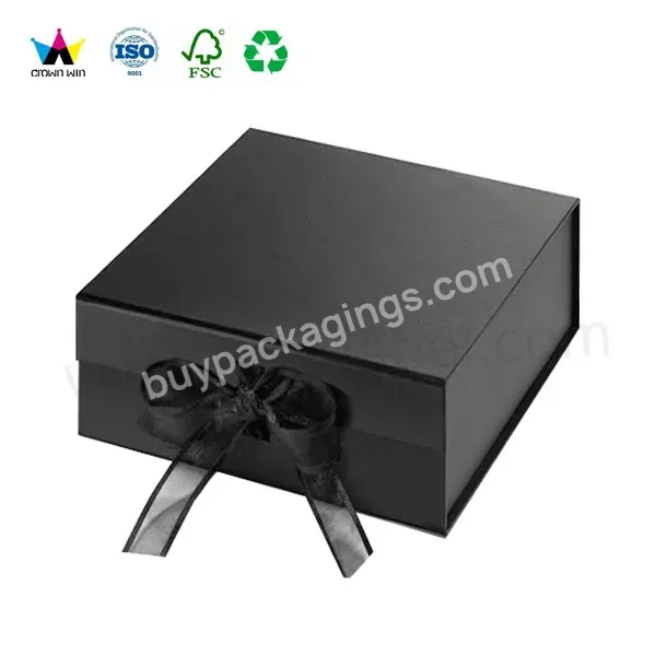 Magnet Close Luxury Black Textured Paper Gift Sandals Packaging Box