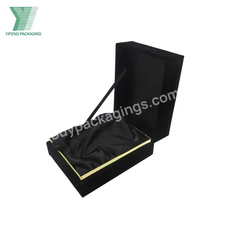 Magnetic Closure Custom Paper Gift Box Gold Logo Black Perfume Box Display
