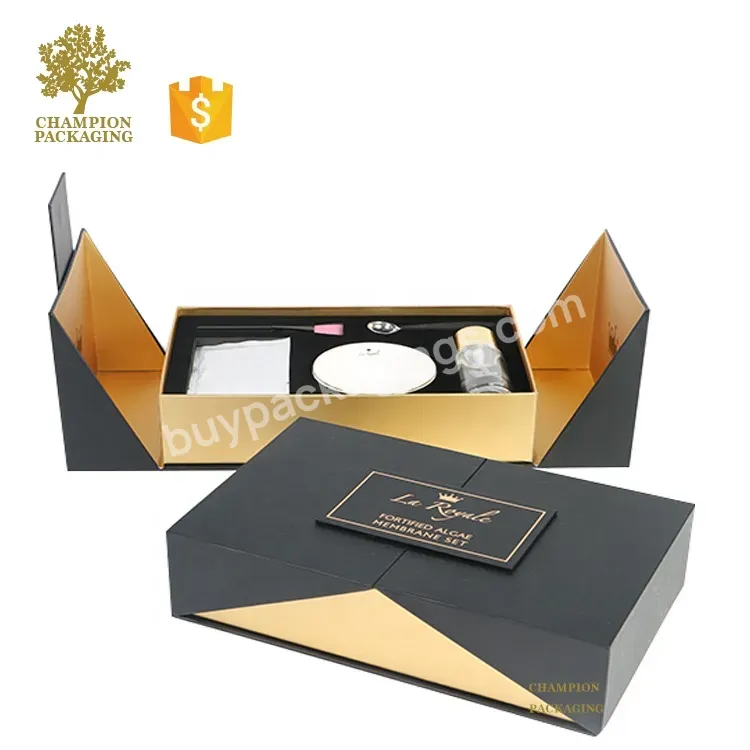 Manufacture Custom Luxury Double Creative Opening Paper Cosmetic Packaging Gift Box Two Door Gift Box With Sponge
