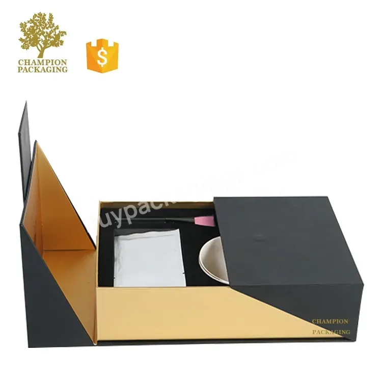 Manufacture Custom Luxury Double Creative Opening Paper Cosmetic Packaging Gift Box Two Door Gift Box With Sponge