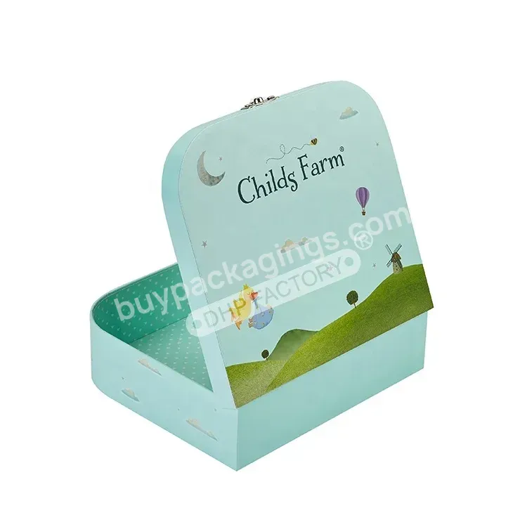 Manufacturer Custom Paper Printed Baby Clothing Packaging Luxury Kids Products Cardboard Suitcase Gift Box With Handle