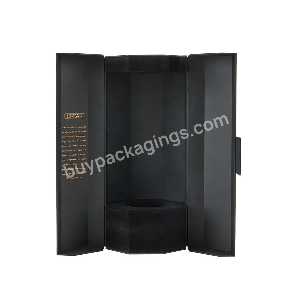 Matt Black Custom Logo Luxury Round Cardboard Tube Door Open Spirit Bottles Gift Packaging Alcohol Box