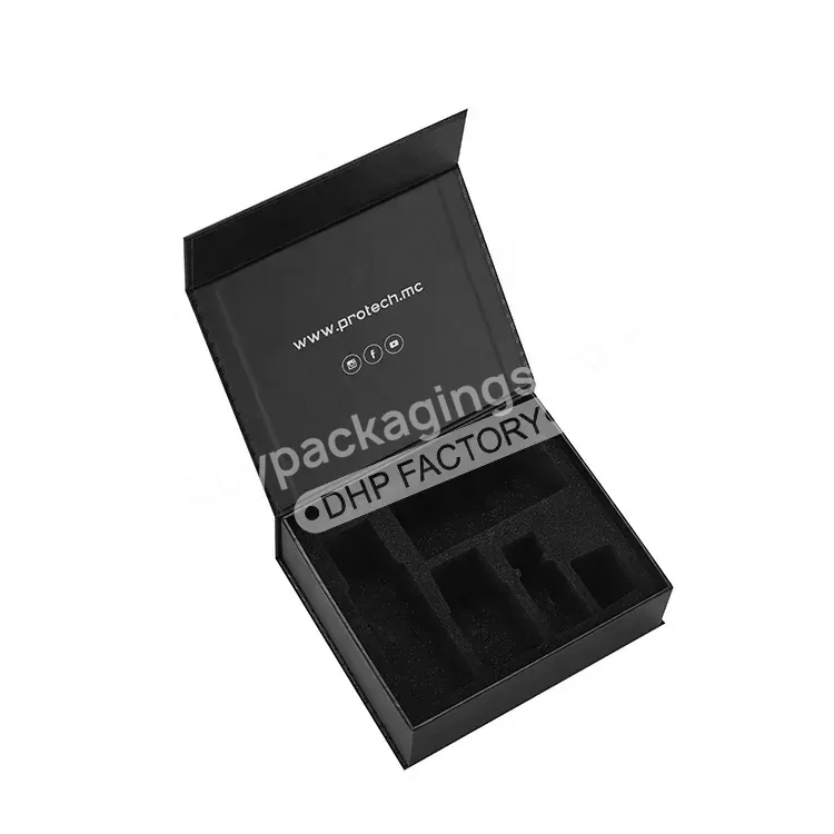 Matte Black Custom Paper Rigid Cardboard Cosmetic Gift Packaging Magnetic Closure Essential Oil Skincare Bottle Box