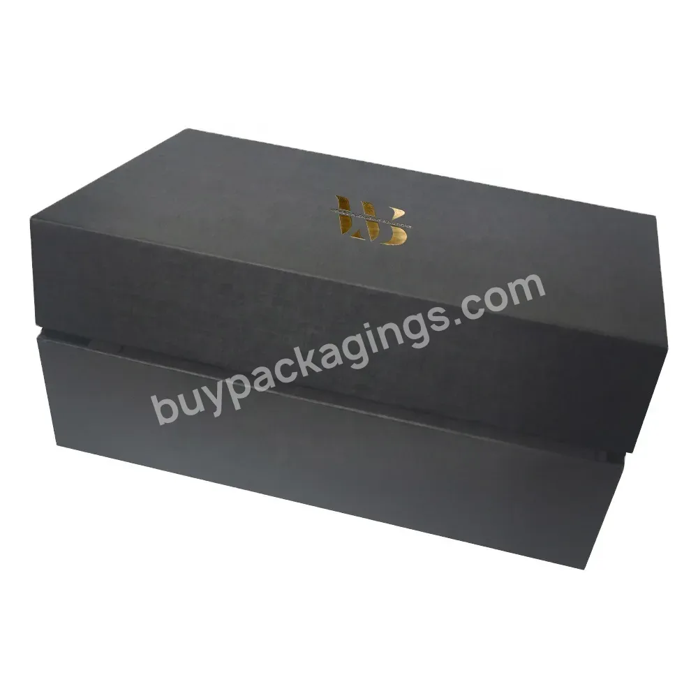 Matte Black Embossed Logo Gold Foil Customized Design Cosmetic Packaging Magnetic Gift Box With Closure