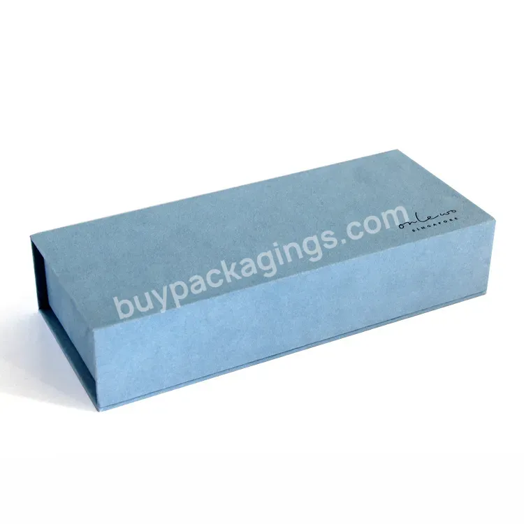 Matte Blue Embossed Logo Gold Foil Customized Design Cosmetic Packaging Magnetic Gift Box With Closure