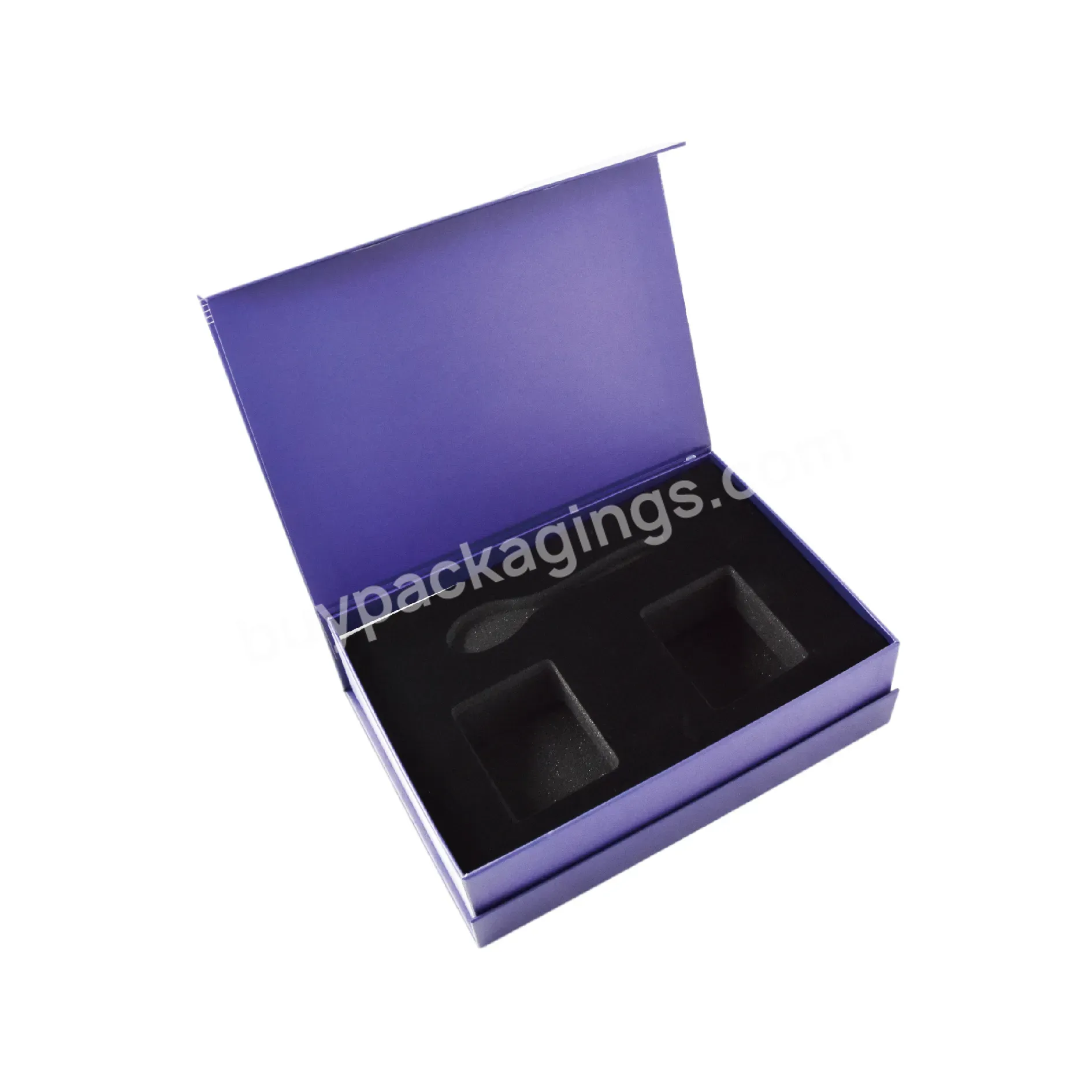 Matte Purple Embossed Logo Gold Foil Customized Design Cosmetic Packaging Magnetic Gift Box With Closure