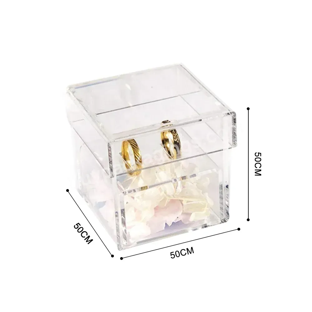 Mini Christmas Acrylic Small Gift Box Wedding Favor Clear Acrylic Candy Cube Box With Lid/sticker