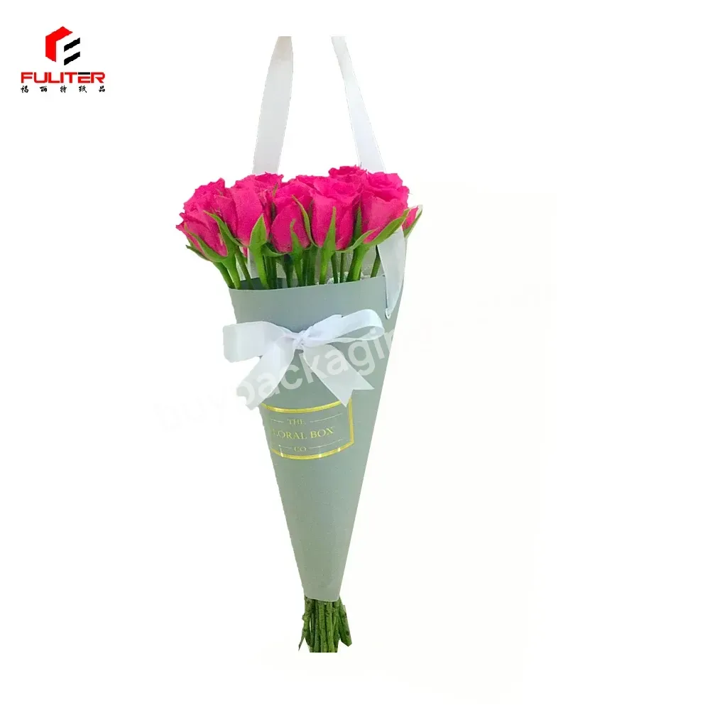 Mini Rolled Romance Cone Bouquet Valentine's Packaging Fresh Bouquet Roses Carry Bag