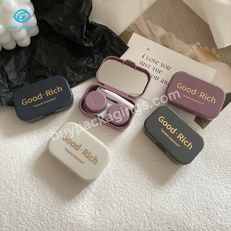 Mini Square Contact Lens Case Travel Kit Portable Mirror Container Cosmetic Eye Contact Lenses Storage Box - Buy Contact Lens Case,Storage Box,Cosmetic Contact Lenses Box.