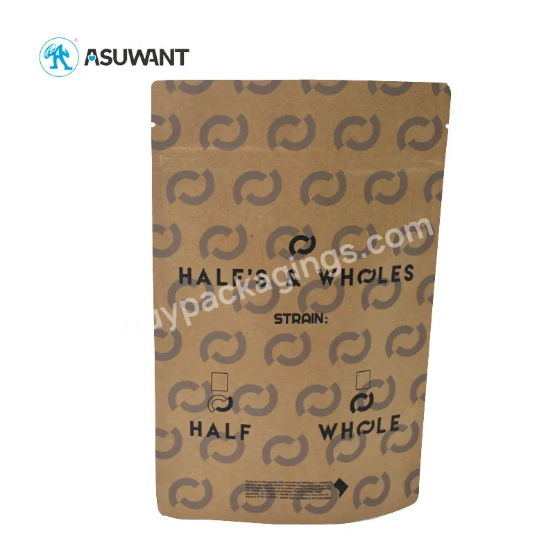 Moq 100pcs Kraft Paper Window Stand Up Zip Lock Seal Bag Resealable Large Food Coffee Storage Pouch