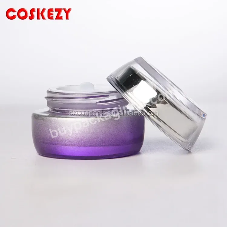 New 30g Cosmetic Jar,1 Oz Purple Empty Glass Cream Jar With Silver Cap - Buy 30g Cosmetic Jar,Empty Glass Cream Jar,Cosmetics Cream Glass Bottles And Jars.