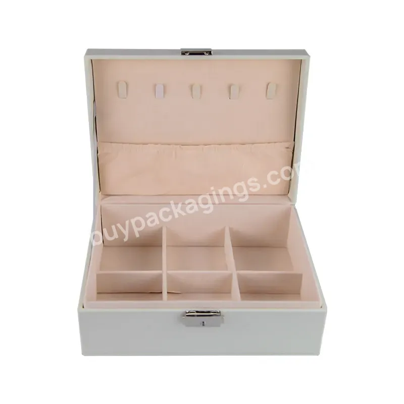 New Arrival Double Layer Pu Leather Jewelry Box Jewelry Organizer Packaging Jewelry Earrings Necklace Rings Storage Box