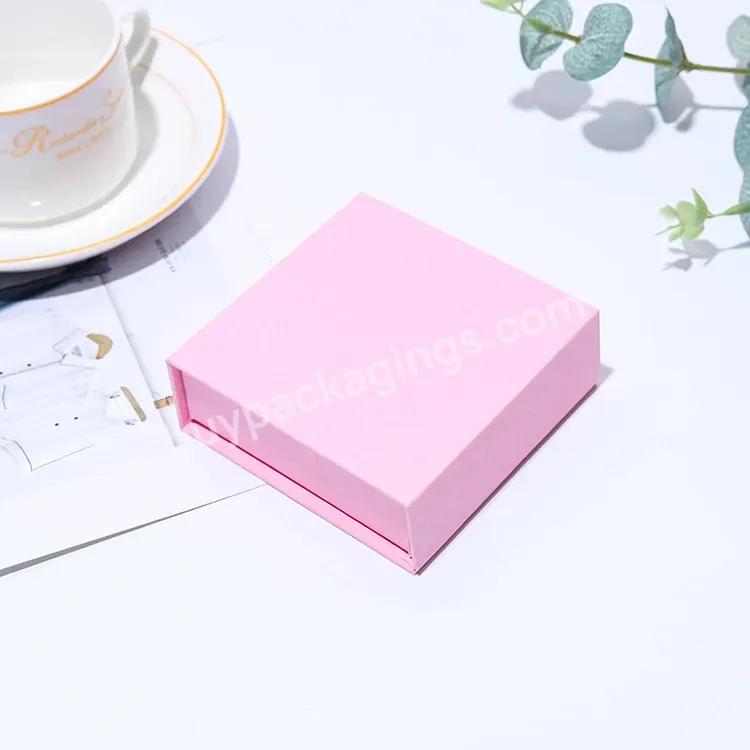 New Arrival High-end Customized Pink Color Magnetic Book Shape Cardboard Flip Top Magnetic Box For Jewelry