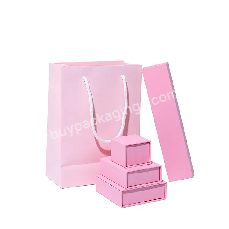 New Arrival High-end Customized Pink Color Magnetic Book Shape Cardboard Flip Top Magnetic Box For Jewelry