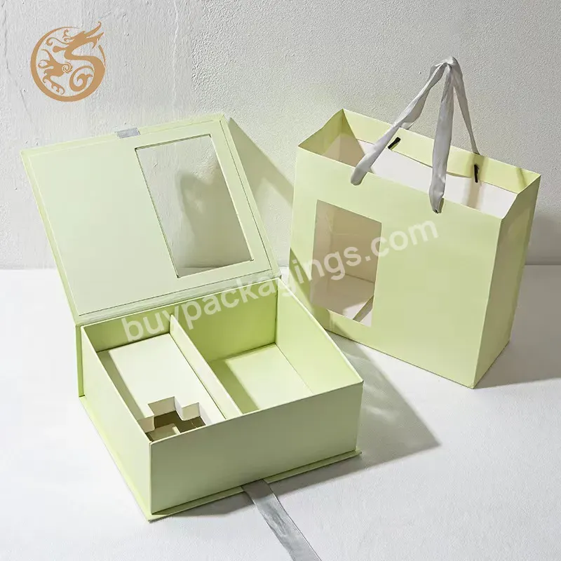 New Arrival Luxury Custom Open Window Gifts Box Packing Paper Box Skin Care Packaging With Ribbon