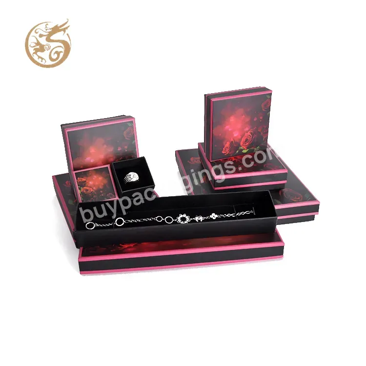 New Design Bracelet Jewelry Boxes Packaging Ring Black Jewelry Paper Box Earrings Jewelry Box With Tray