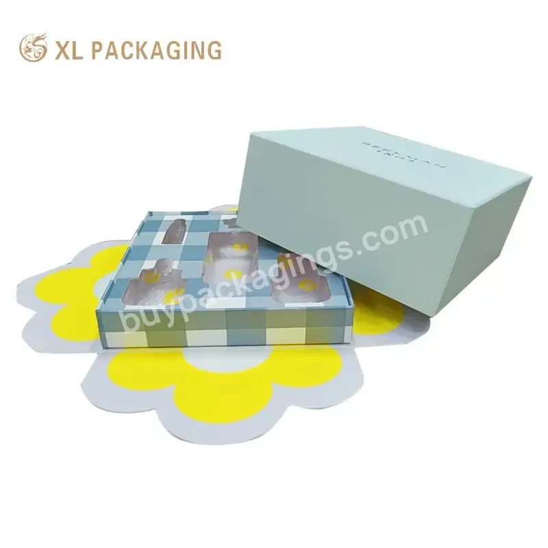 New Design Customized Empty Flower Bloom Paper Cosmetic Perfume Fragrance Bottle Box With Pvc Tray Holder