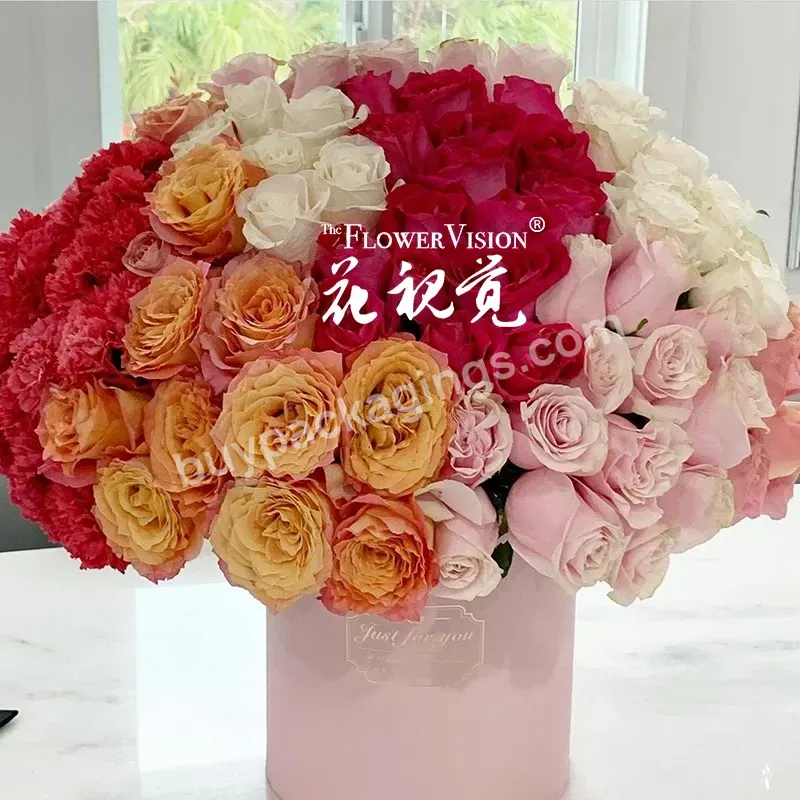 New Design Flower Round Cardboard Box 3pcs Set Luxury Flower Bouquet Box For Gift Packing