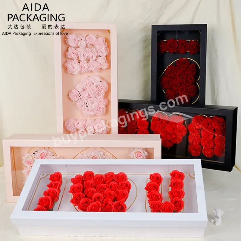 New Design Rectangle Mom & I Love U Flower Folding Boxes With Window For Valentine's Day & Monther's Day