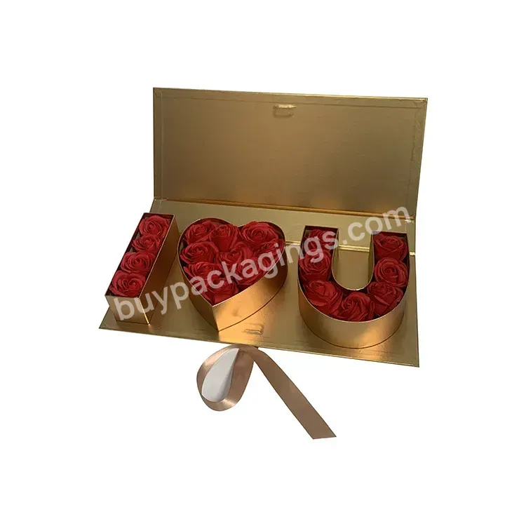 New Fashion Rectangular Clamshell Design I Love You Letters Box For Flowers Luxury Valentine Gift Box