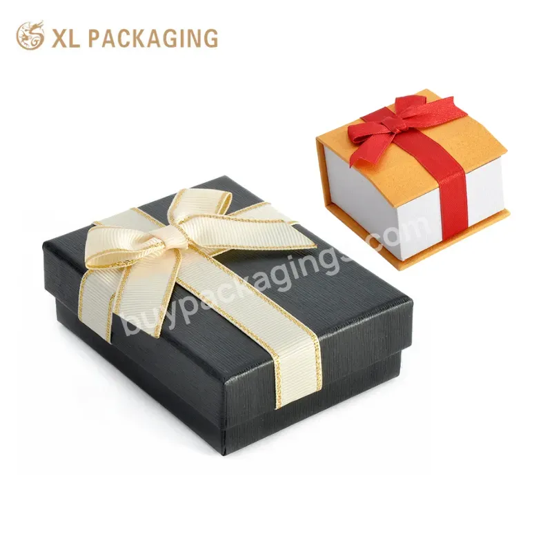 New Ribbon Gift Box Earrings Rings Ribbon Jewelry Lid And Base Packaging Box With Logo