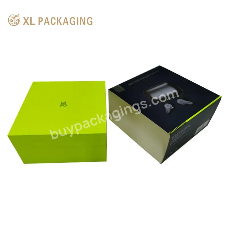 Oem Custom Luxury Fluorescent Green Printing Paper Watch Gift Box Rigid Boxes For Electronic Products Ear Phone Box