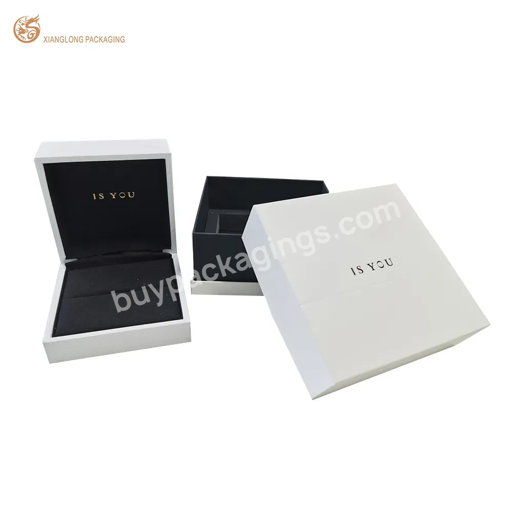 Oem Custom Luxury White And Black Texture Paper Watch Gift Box Rigid Boxes Jewelry Box With Instruction - Buy Watch Boxes Cases,Boxes For Watches,Watch Organizer Box.