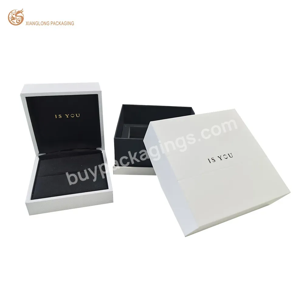 Oem Custom Luxury White And Black Texture Paper Watch Gift Box Rigid Boxes Jewelry Box With Instruction