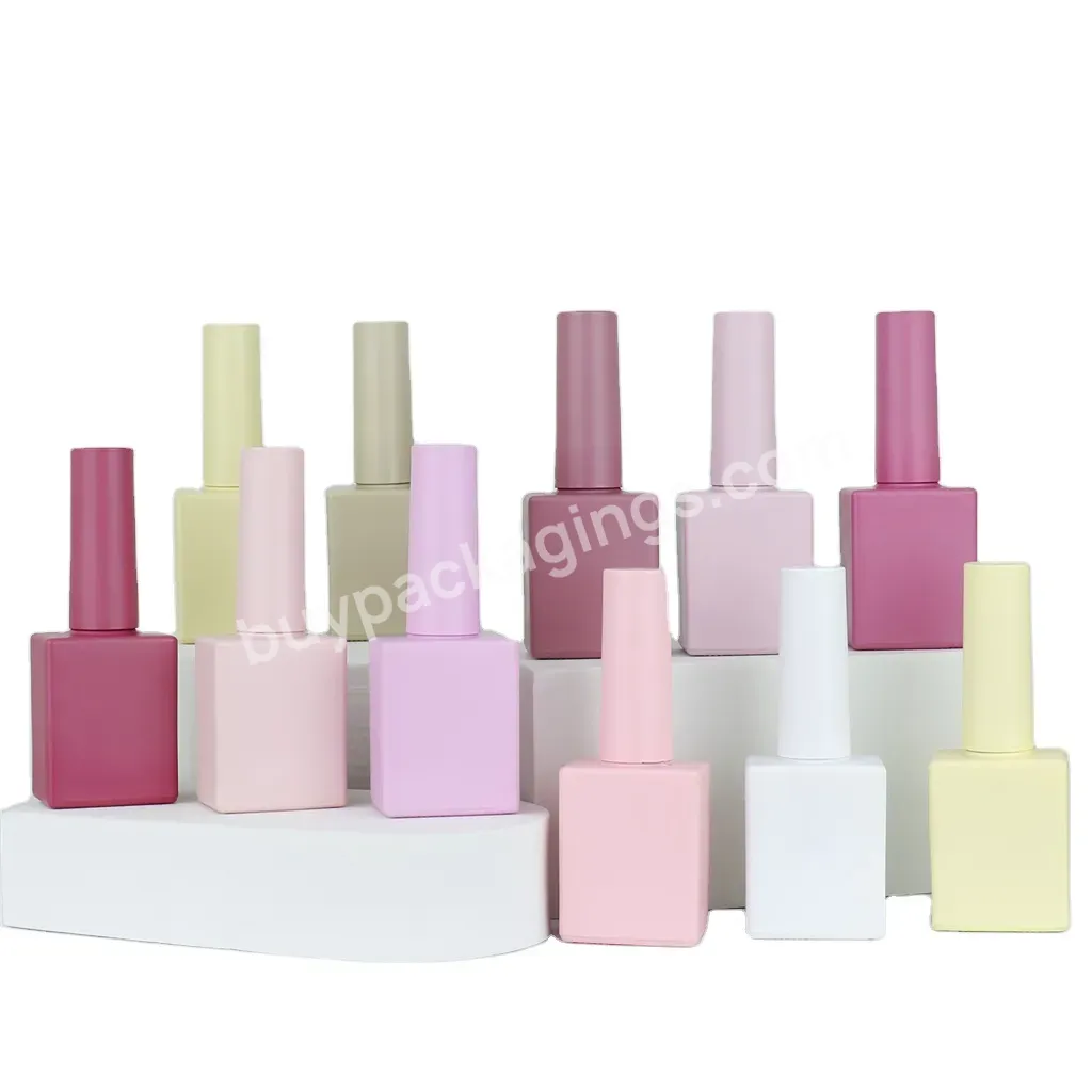 Oem Custom Square Nail Gel Polish Glass Bottle With Brush Pink Rectangular Empty Nail Polish Bottles