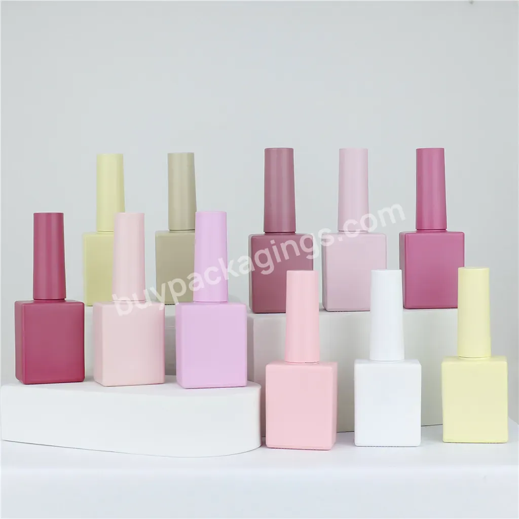 Oem Custom Square Nail Gel Polish Glass Bottle With Brush Pink Rectangular Empty Nail Polish Bottles