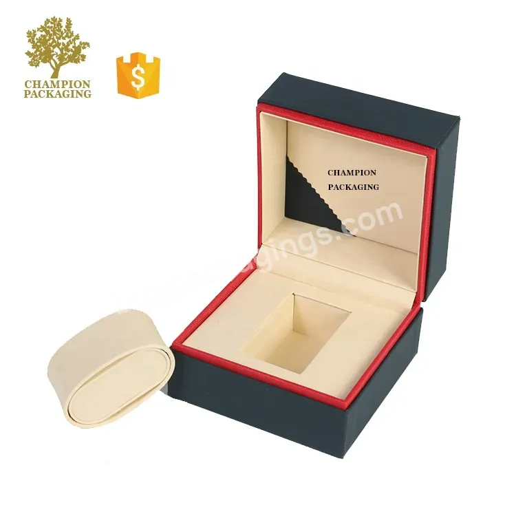 Oem Pu Leather Handmade Black Watch Packaging Boxes,Pu Watch Box