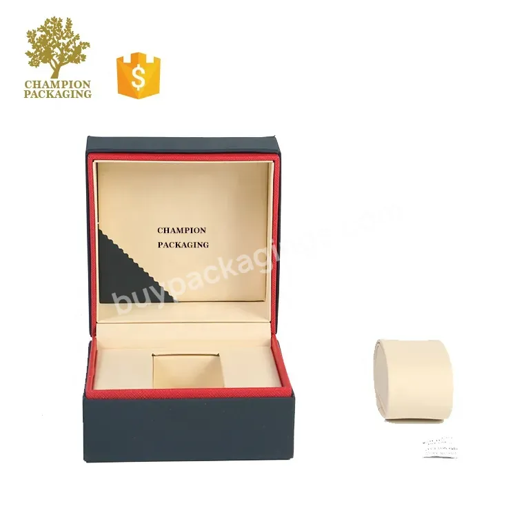 Oem Pu Leather Handmade Black Watch Packaging Boxes,Pu Watch Box